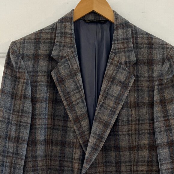 Vintage Christian Dior Monsieur 100% Virgin Wool Lined Plaid Suit Jacket - Picture 2 of 15